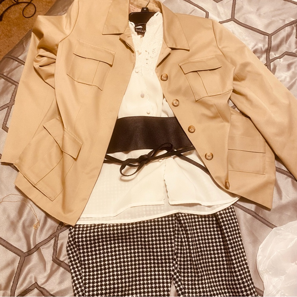 Chic Tan Belted Jacket
